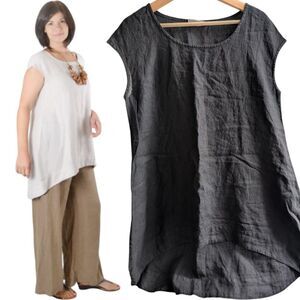 Bryn Walker 💯 Linen Black Oversized Bubble Tunic Size S